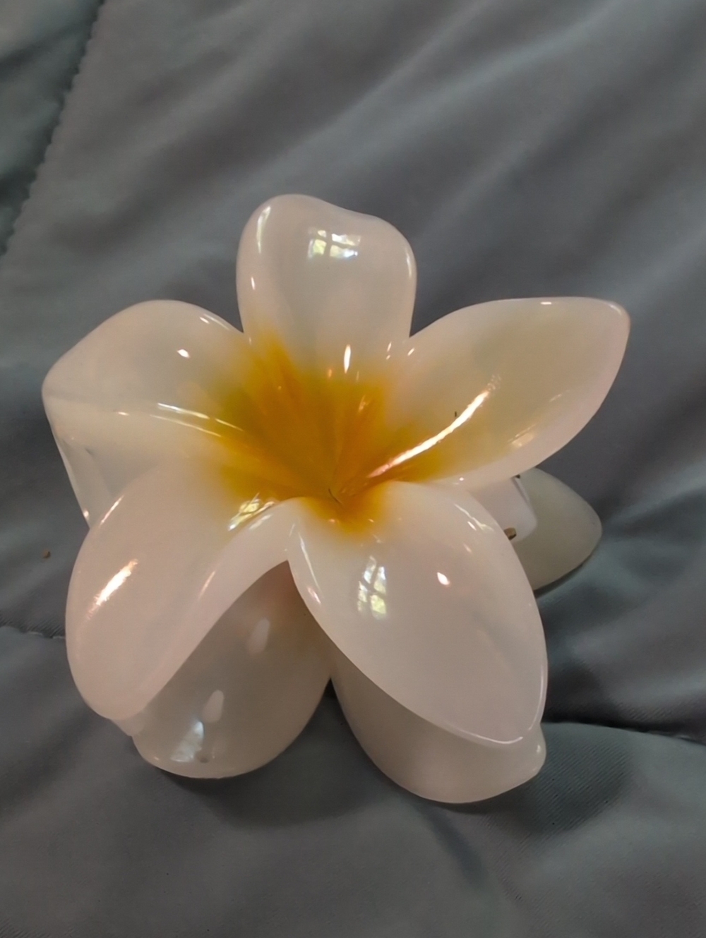 White and Yellow Plumeria Glass Flower Accent - Home Accents